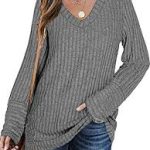 Women V-Neck Long Sleeve Sweater