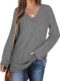 Women V-Neck Long Sleeve Sweater