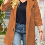 Brown long sleeve casual coat