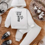 Giraffe Style Print Hoodie Baby Jumpsuit